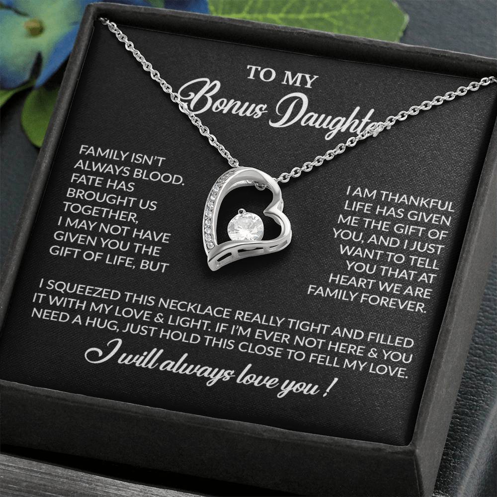 To My Bonus Daughter Necklace, Gift for Bonus Daughter, Step Daughter Birthday 7_11_Black