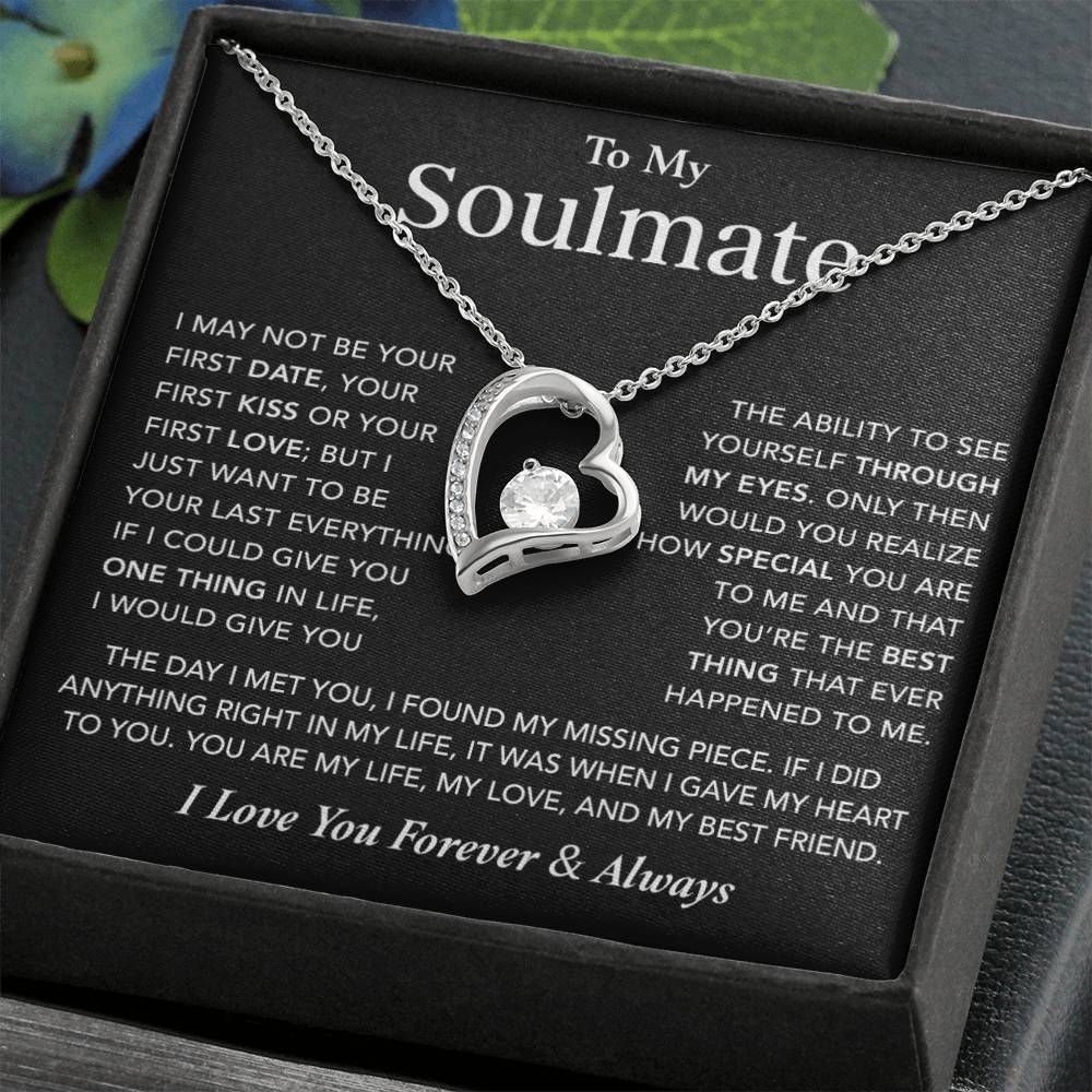 To My Soulmate Necklace, Anniversary Gift for Her, Birthday Christmas Gift for Girlfriend_Black
