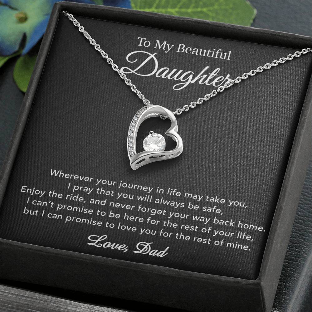 To My Daughter Necklace, Gift for Daughter from Dad, Father Daughter Necklace 21_5_Black