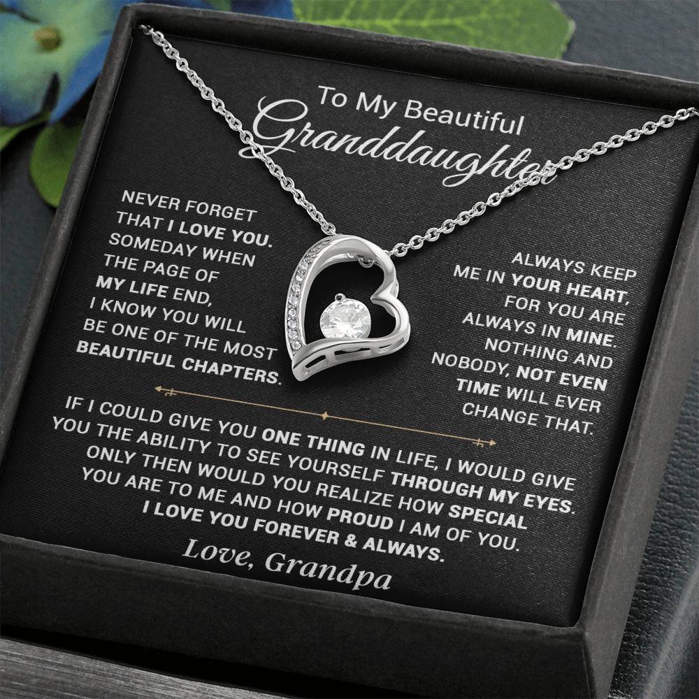 To My Granddaughter Necklace, Xmas Birthday Gift For Granddaughter From Grandpa 13_9_Black
