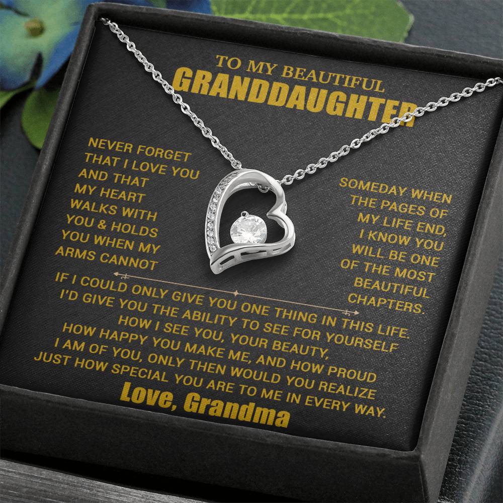 To My Granddaughter Necklace, Granddaughter Gift from Grandma, Christmas Gift 19_8_Gold