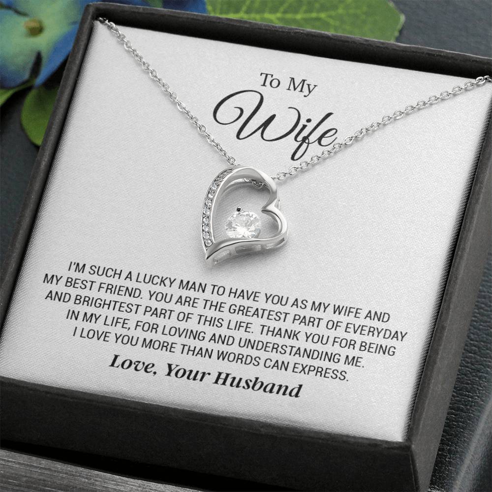 To My Wife Necklace, Wife Gift from Husband, Anniversary Gifts, Christmas Gift for Wife_white