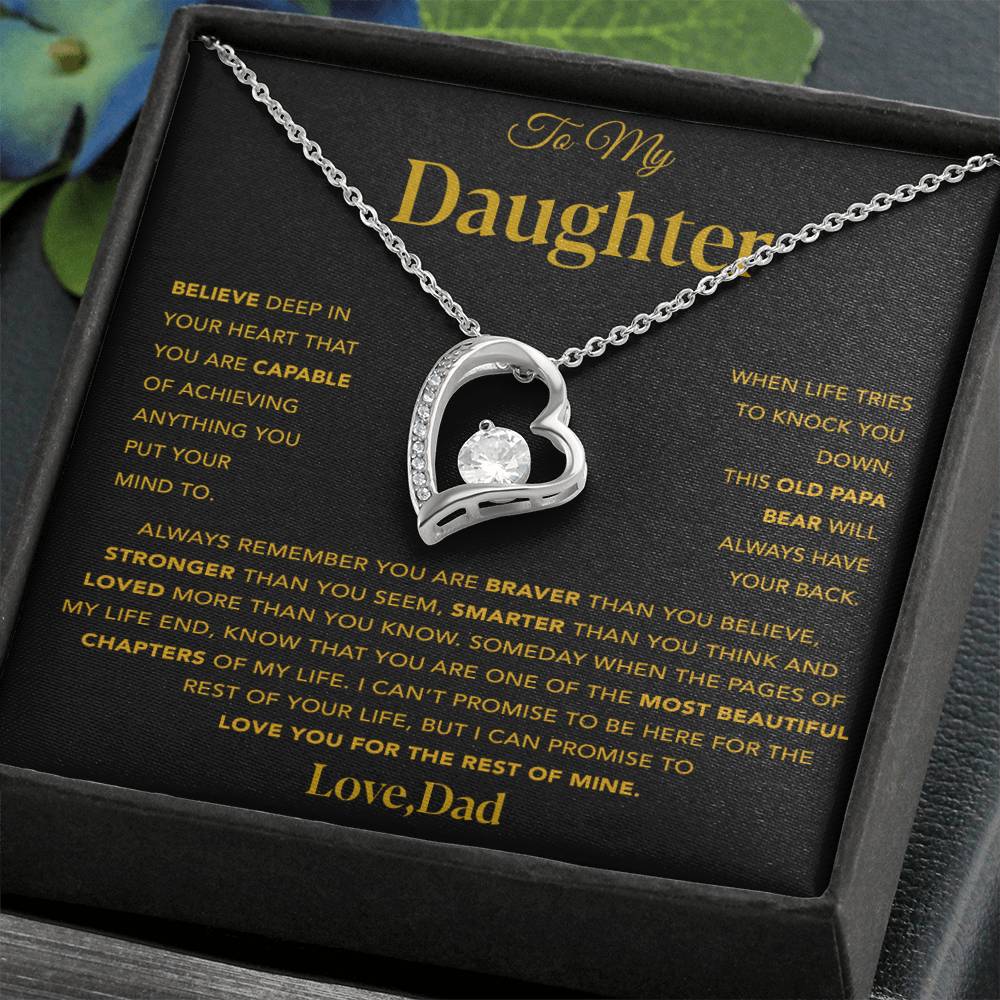 To My Daughter Necklace, Gift for Daughter from Dad, Father Daughter Necklace 13_12_Gold