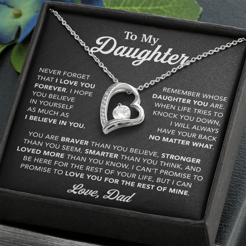To My Daughter Necklace, Gift for Daughter from Dad, Father Daughter Necklace 25_2_Black
