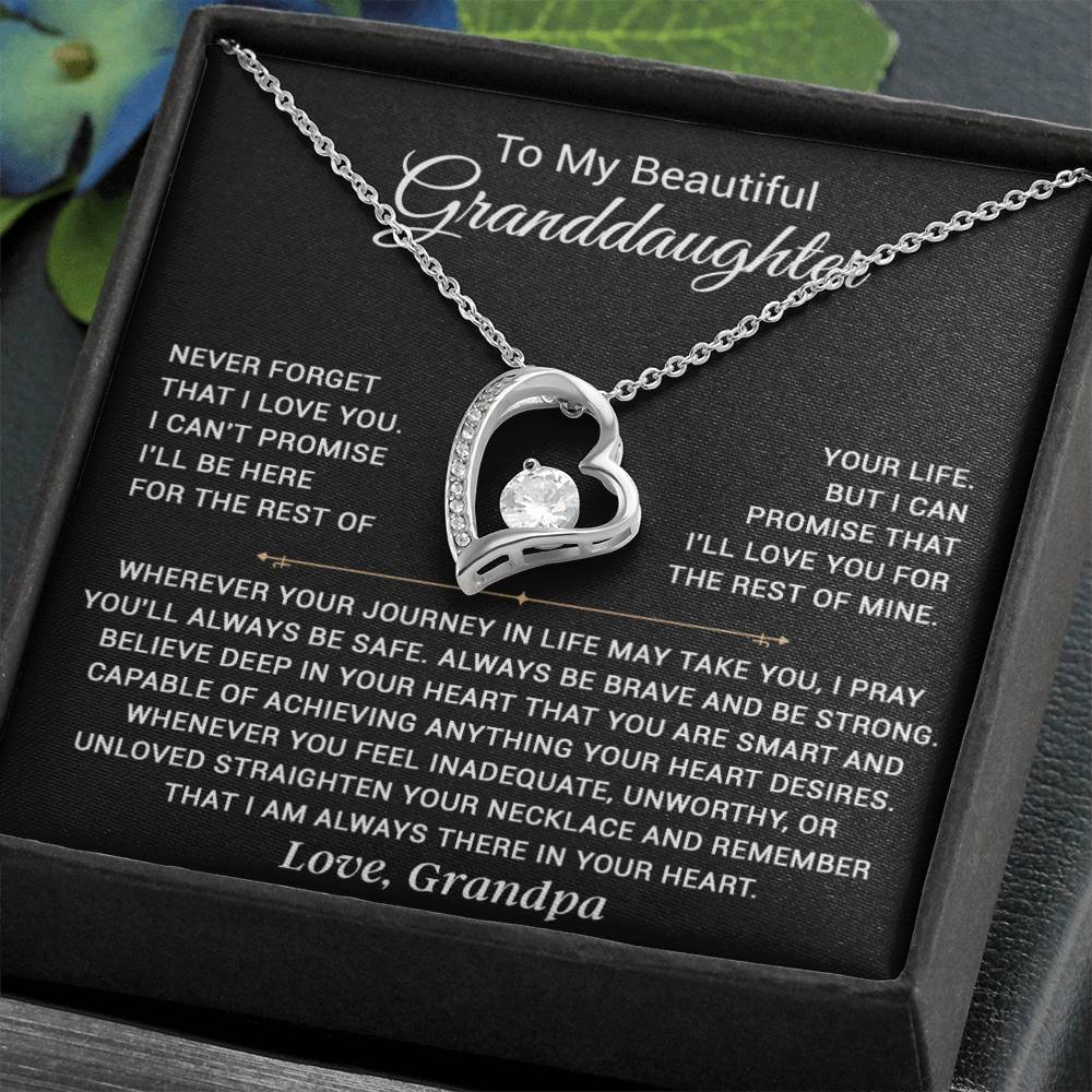 To My Granddaughter Necklace, Granddaughter Gift from Grandpa, Christmas Gift_Black