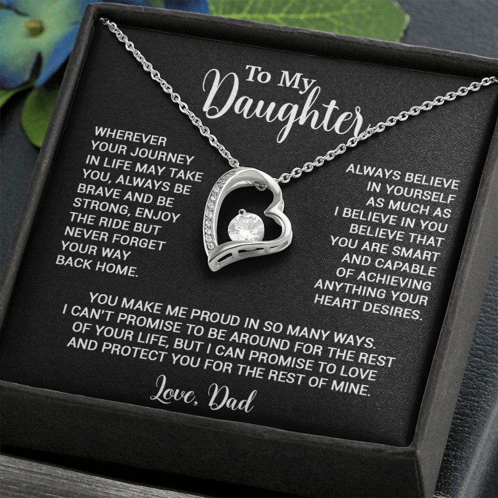 To My Daughter Necklace, Gift for Daughter from Dad, Father Daughter Necklace 3_6_Black
