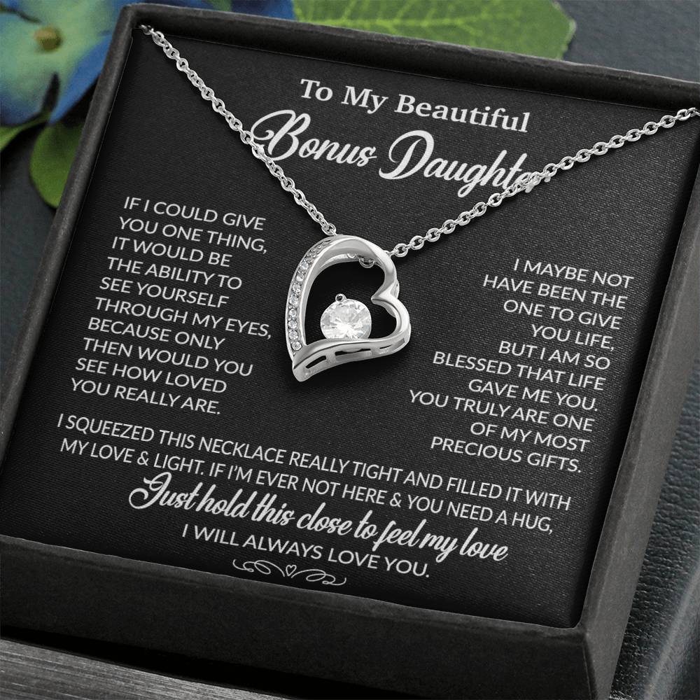 To My Bonus Daughter Necklace, Gift for Bonus Daughter, Step Daughter Birthday 1_10_Black
