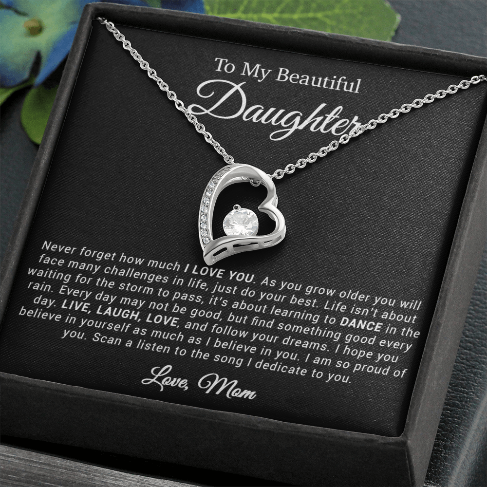 To My Daughter Necklace, Gift for Daughter from mom, Daughter mother Necklace 20_4_Black