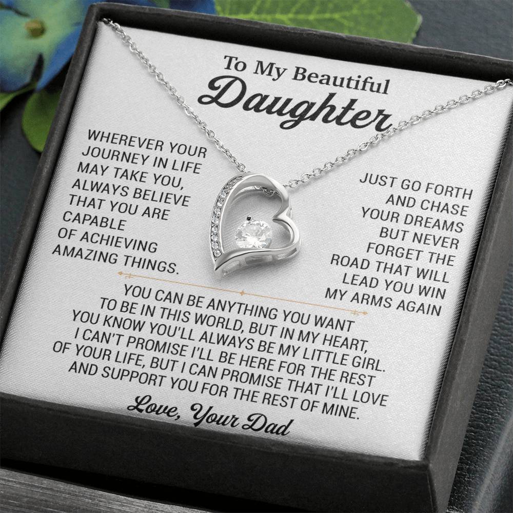 To My Daughter Necklace, Daughter Father Necklace, Daughter Gift From Dad 18_8_White
