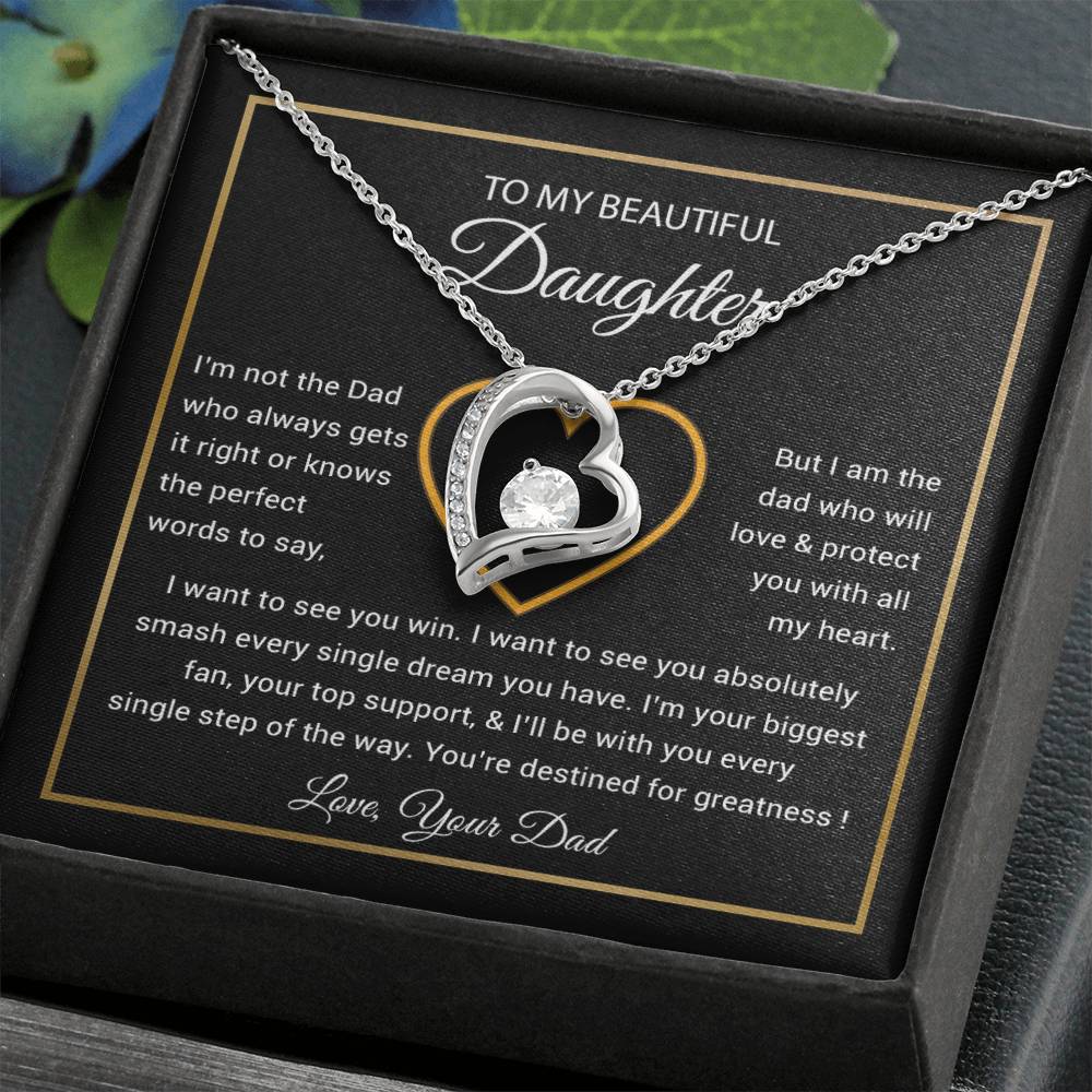 To My Daughter Necklace, Gift for Daughter from Dad, Father Daughter Necklace 9_6_Black