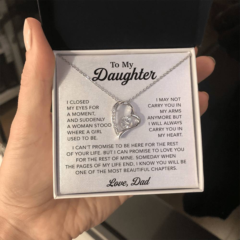To My Daughter Necklace, Gift for Daughter from Dad, Father Daughter Necklace 28_3_White