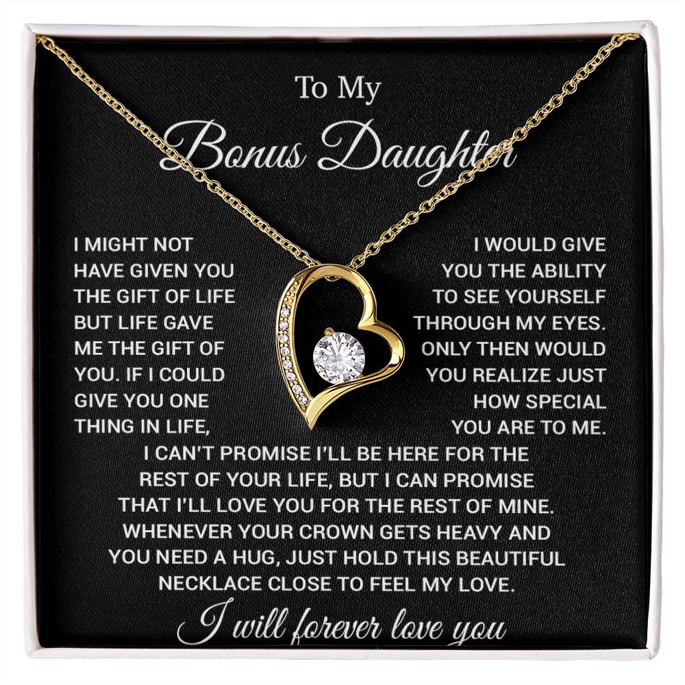 To My Bonus Daughter Necklace, Gift for Bonus Daughter, Step Daughter Birthday 23_11_Black