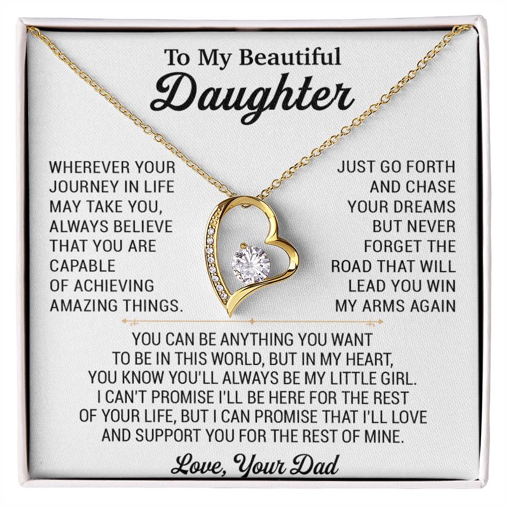 To My Daughter Necklace, Daughter Father Necklace, Daughter Gift From Dad 18_8_White