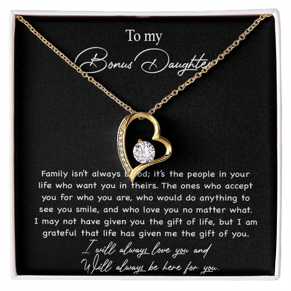 To my Bonus Daughter Necklace, Bonus Daughter, Step Daughter Gift 3-4_Black