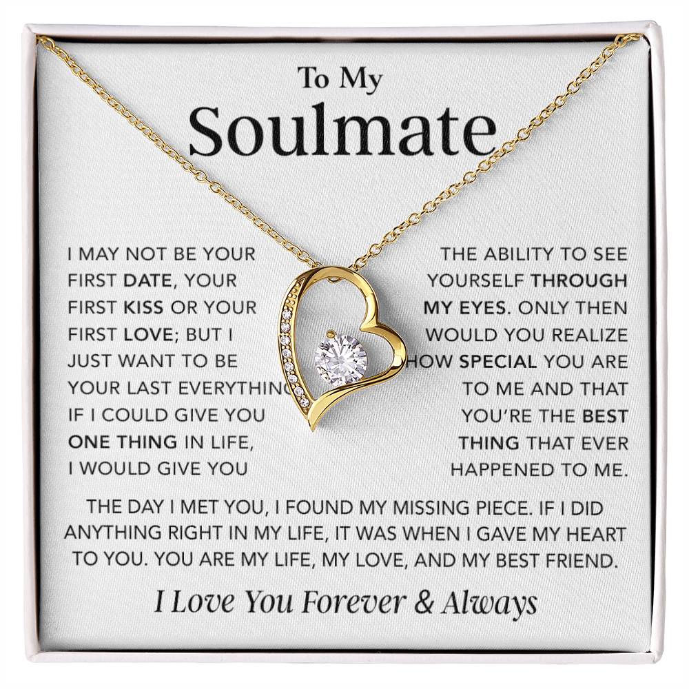 To My Soulmate Necklace, Anniversary Gift for Her, Birthday Christmas Gift for Girlfriend