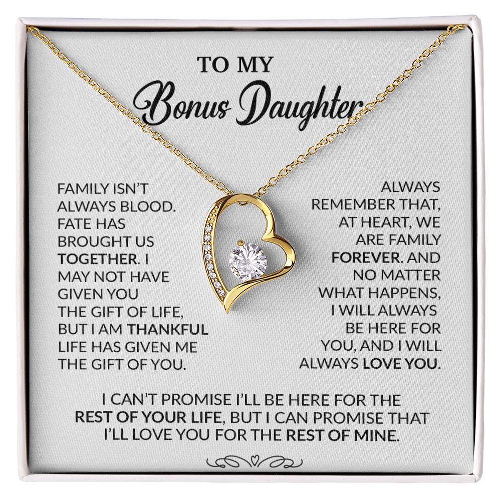 To My Bonus Daughter Necklace, Gift for Bonus Daughter, Step Daughter Birthday 30_9_White