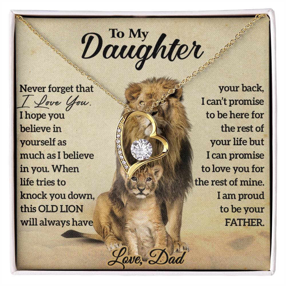 To My Daughter Lion Necklace, Daughter Birthday Gift, Lion Dad Gift