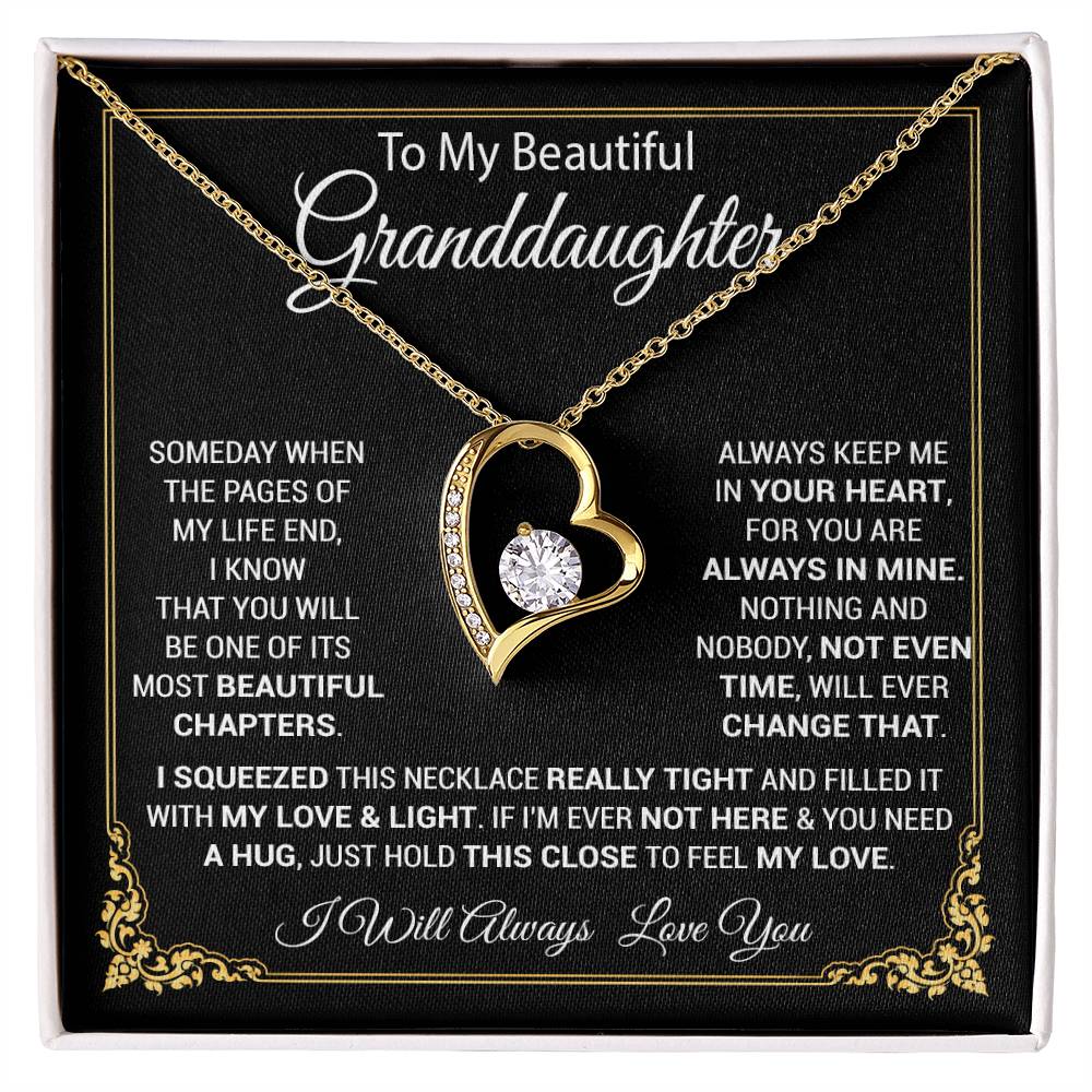 To My Granddaughter Necklace, Gift For Your Granddaughter, Christmas,Anniversary, Graduation_Black