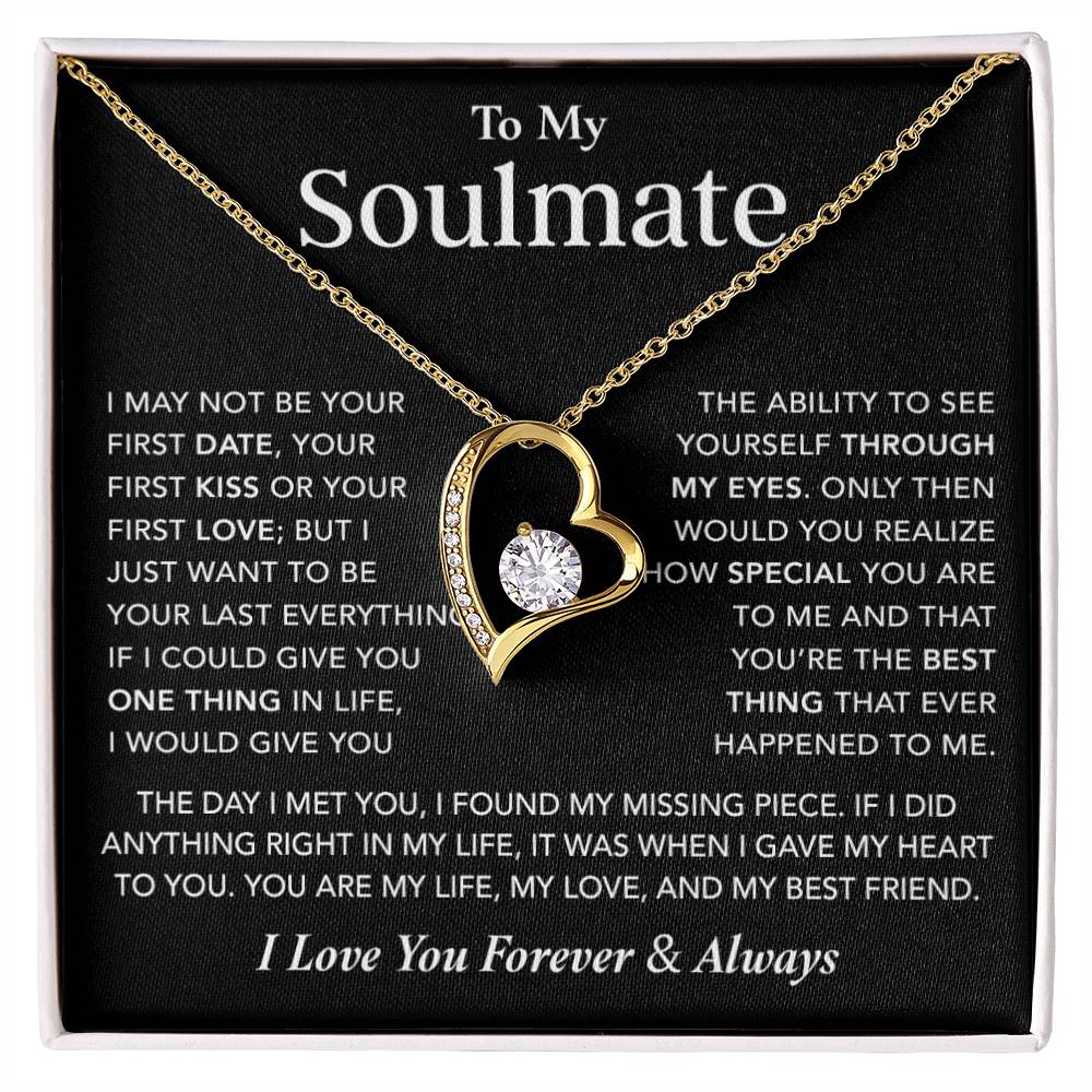 To My Soulmate Necklace, Anniversary Gift for Her, Birthday Christmas Gift for Girlfriend_Black