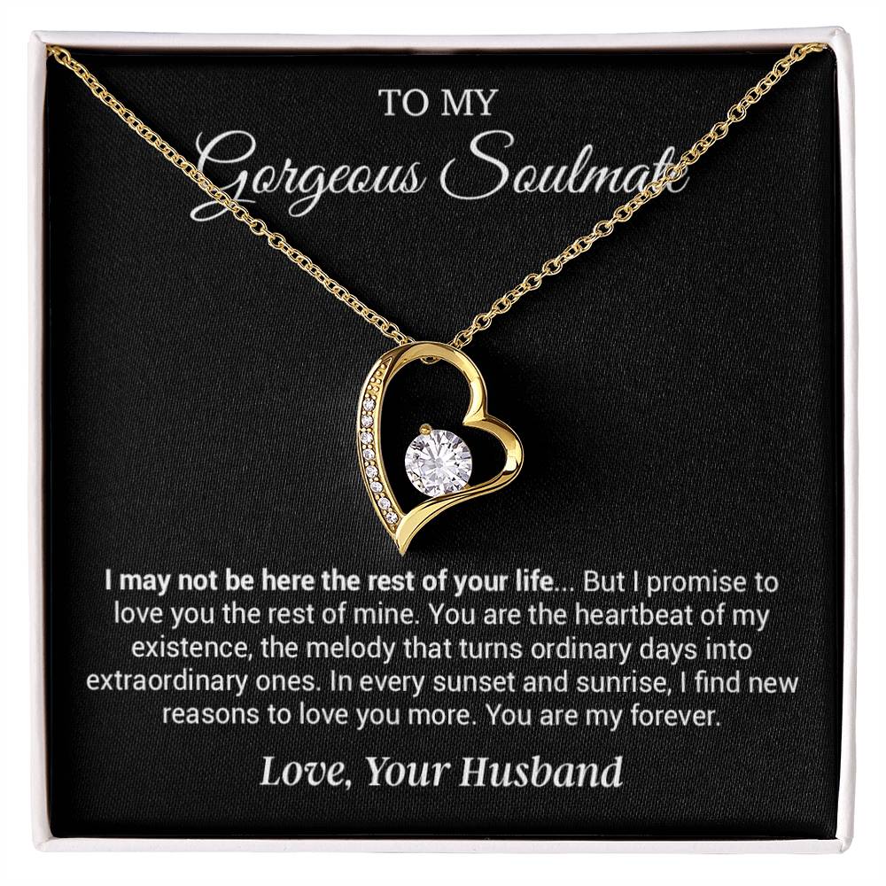 To My Gorgeous Soulmate Necklace, Girlfriend,  Anniversary Gift, Valentine's Gift for Wife