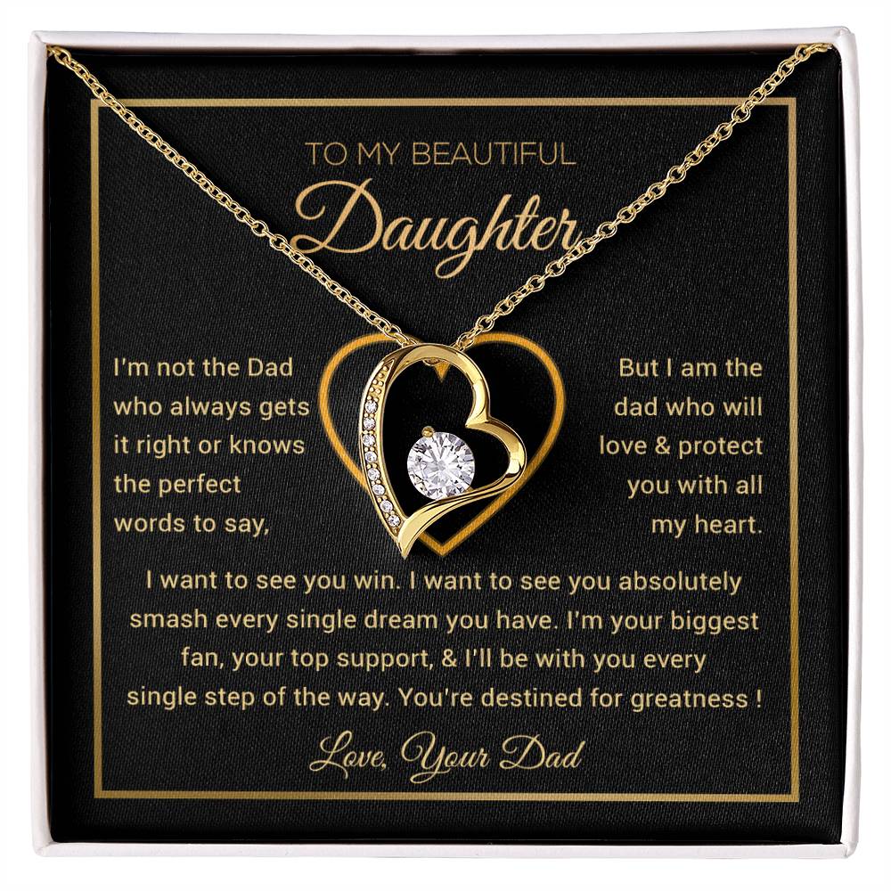 To My Daughter Necklace, Gift for Daughter from Dad, Father Daughter Necklace 9_6_Gold