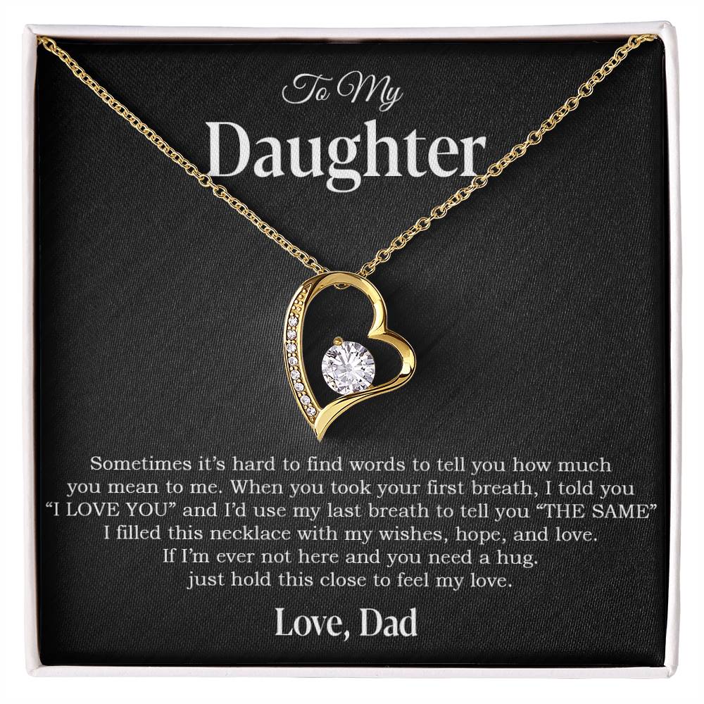To My Daughter Necklace, Gift for Daughter from Dad, Father Daughter Necklace 14_4_Black