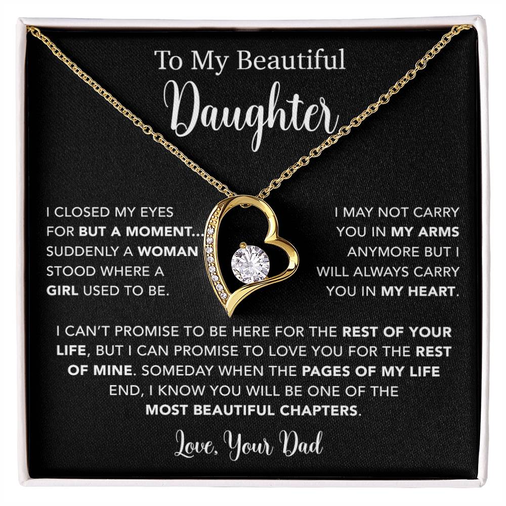 To My Daughter Necklace, Gift for Daughter from Dad, Father Daughter Necklace  22_5_Black
