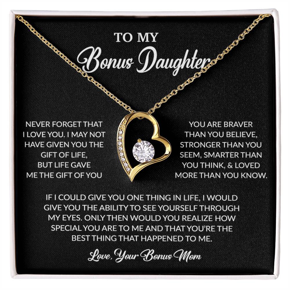 To My Bonus Daughter Necklace, Gift for Bonus Daughter, Step Daughter Birthday 5_6_Black