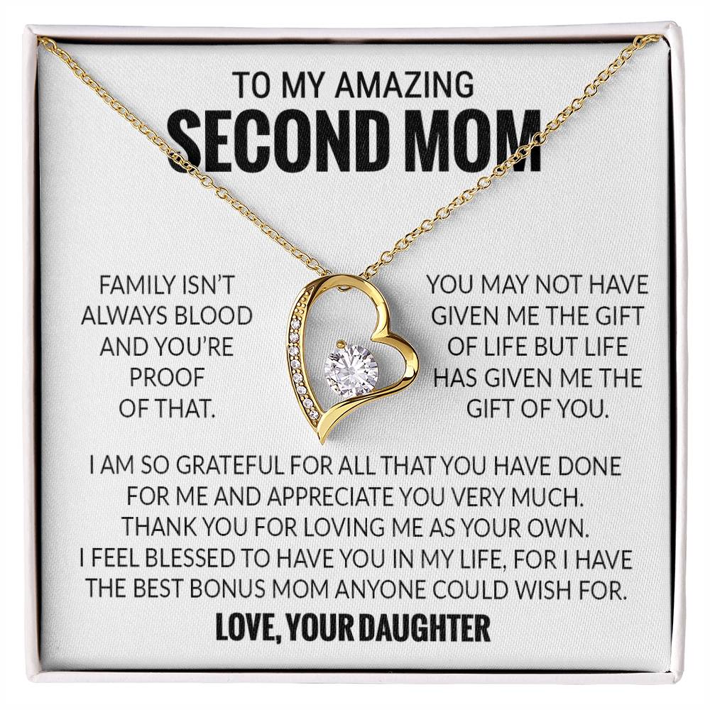 To My Amazing Second Mom, Second Mom Gift Necklace, Bonus Mom Gift