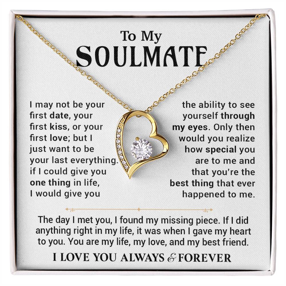 To My Soulmate Necklace Birthday,Anniversary,Valentine Gift for Wife Girlfriend