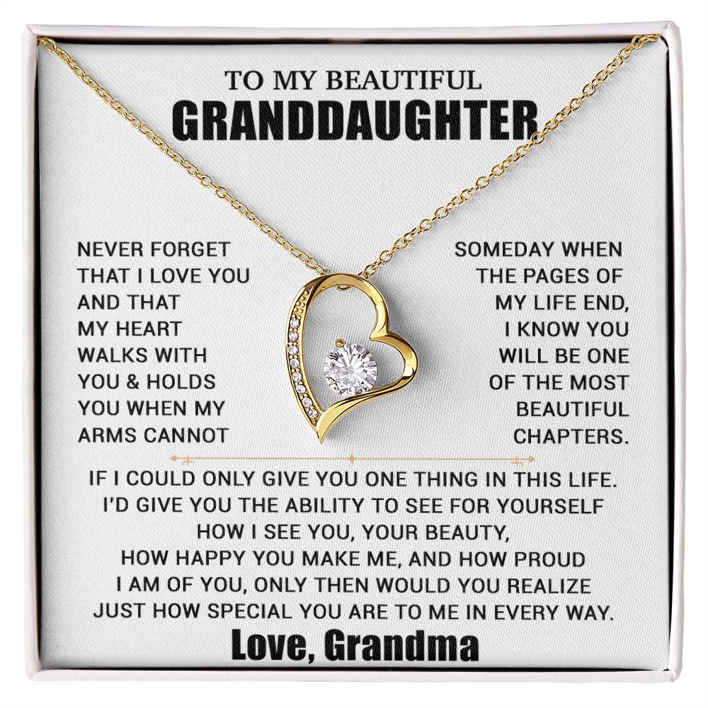 To My Granddaughter Necklace, Granddaughter Gift from Grandma, Christmas Gift 19_8_White