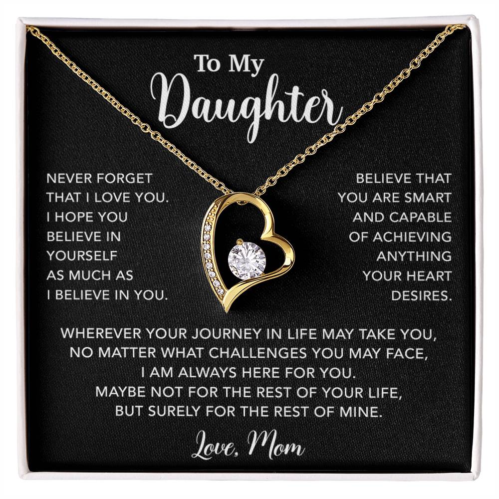 To My Daughter Necklace, Gift for Daughter from Mom, Mother Daughter Necklace 18_5_Black