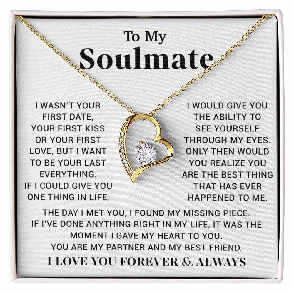 To My Soulmate Necklace, Gift for Wife Girlfriend Fiancée, Anniversary Necklace