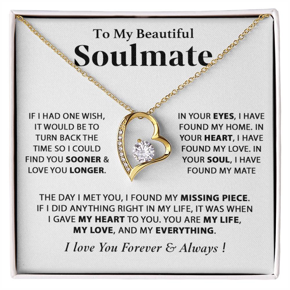 To My Soulmate Necklace, Gift for Wife, Girlfriend, Anniversary Gift,Christmas Gift