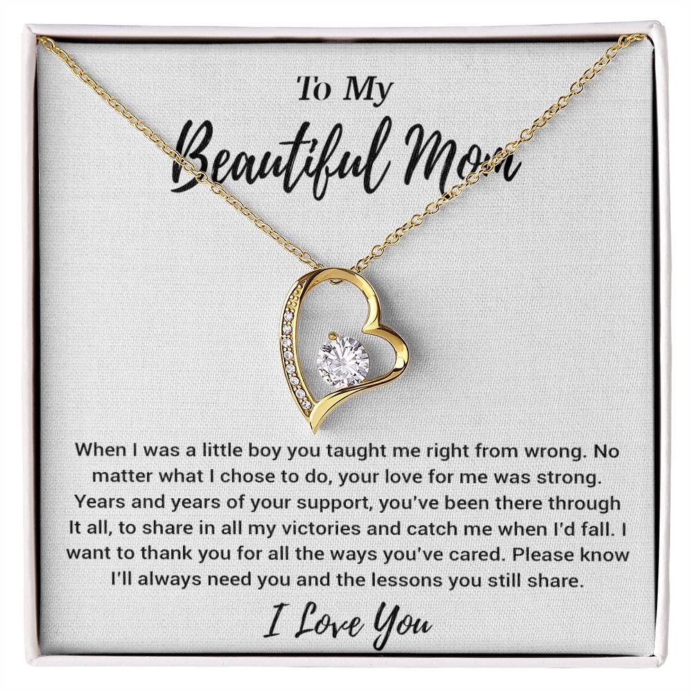 To My Beautiful Mom Necklace Mom Birthday Gift Mother's Day Gift Necklace For Mom From Son