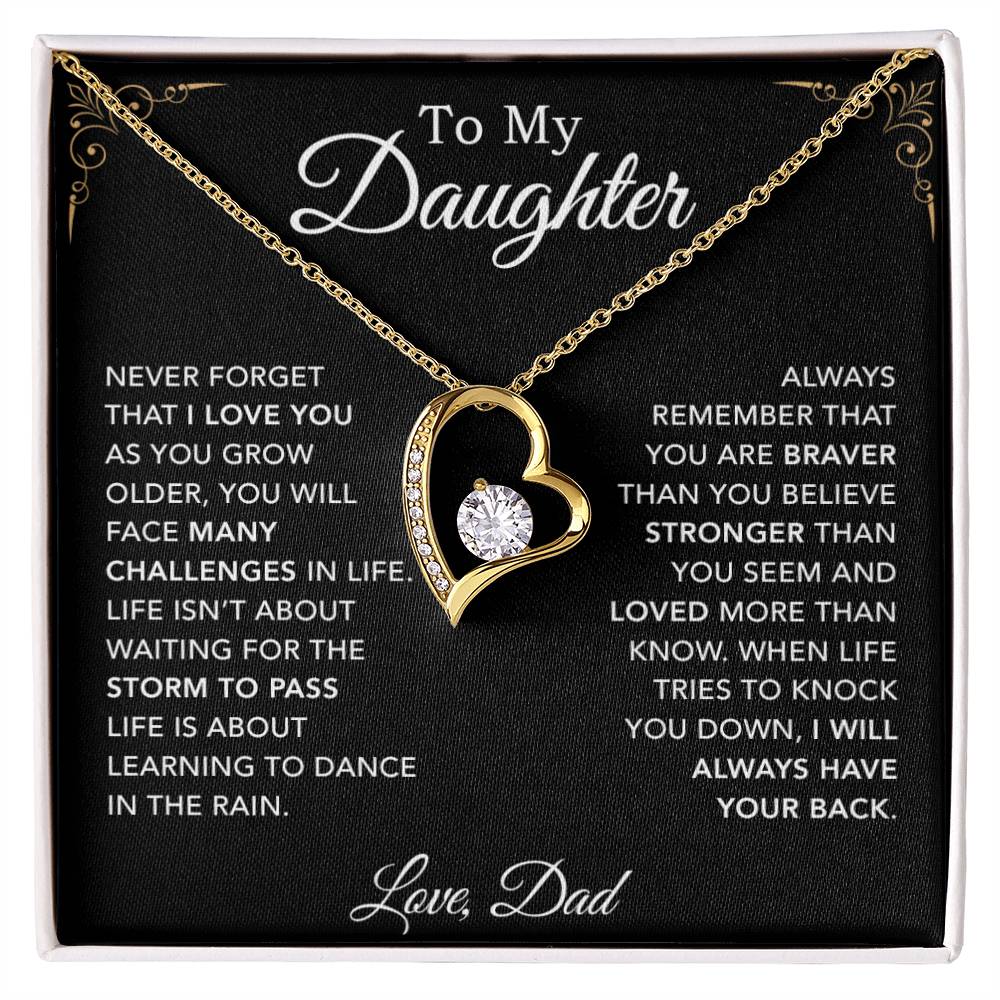 To My Daughter Necklace, Daughter Father Necklace, Daughter Gift From Dad_Black