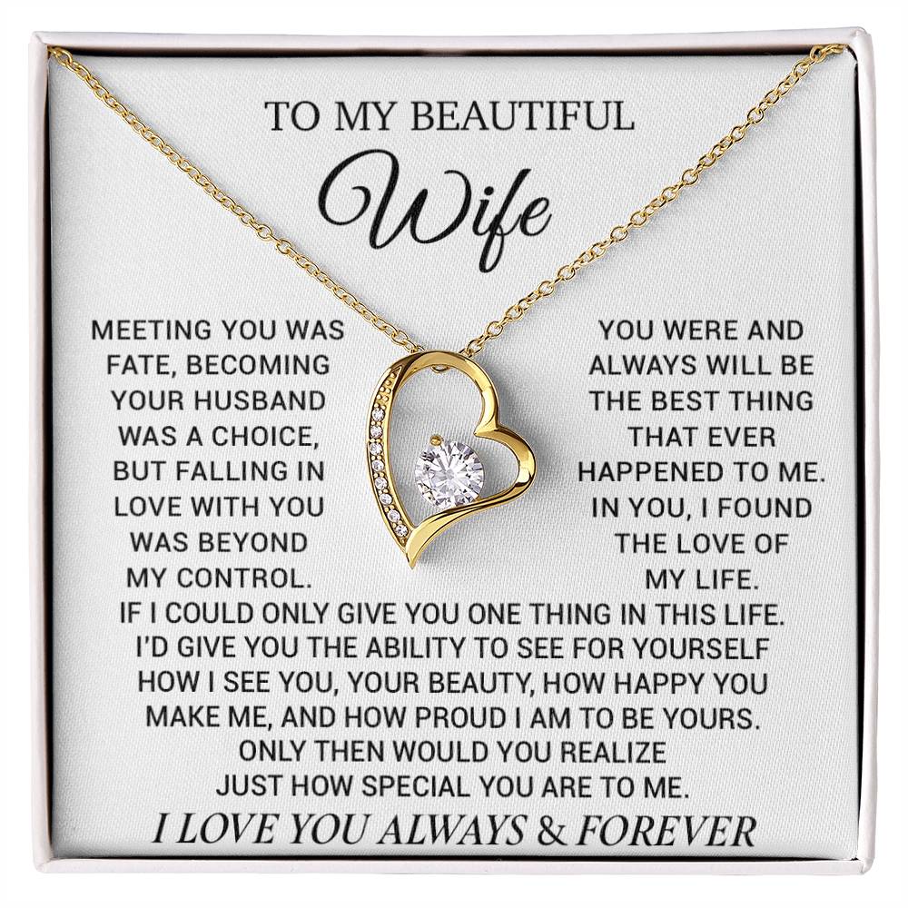 To My Beautiful Wife Necklace, Wife Gift from Husband, Wife Birthday Gift, Christmas Gift