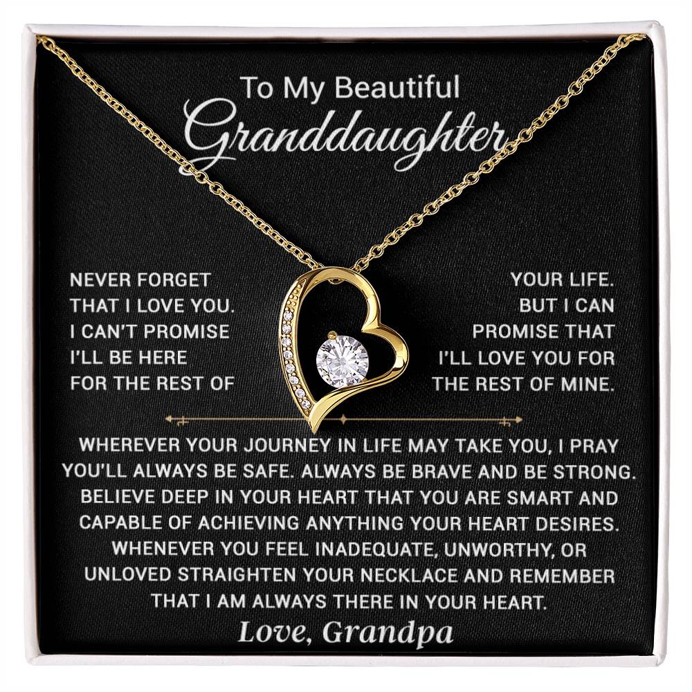 To My Granddaughter Necklace, Granddaughter Gift from Grandpa, Christmas Gift_Black