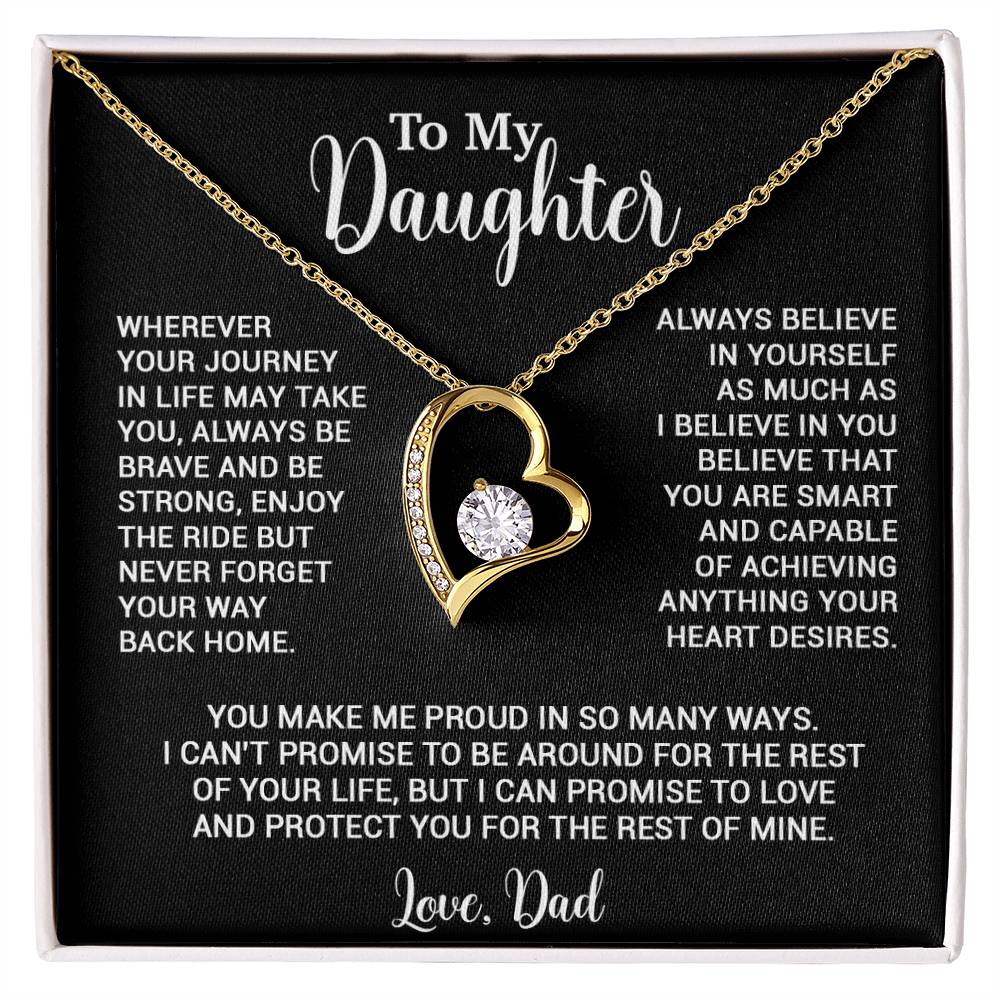To My Daughter Necklace, Gift for Daughter from Dad, Father Daughter Necklace 3_6_Black