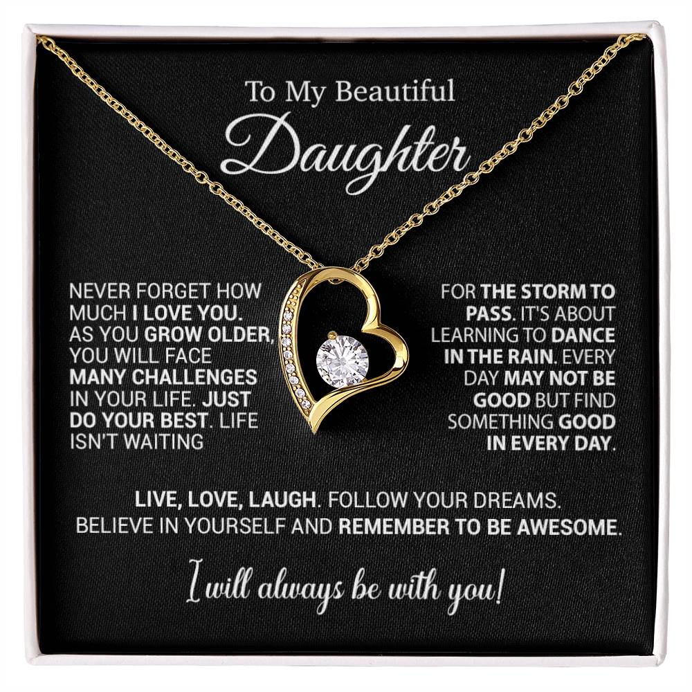 To My Daughter Necklace, Daughter Gift from Mom Dad, Birthday Christmas Gift_Black