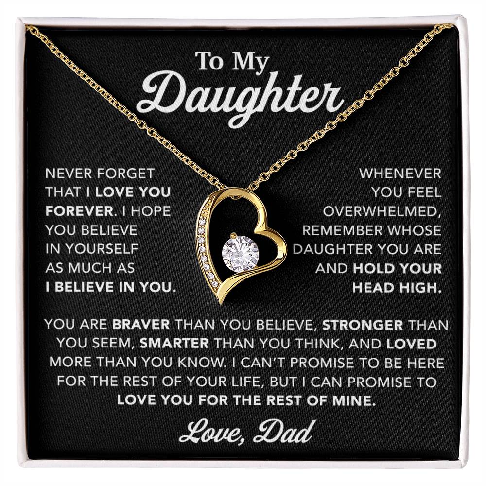To My Daughter Necklace, Gift for Daughter from Dad, Father Daughter Necklace 26_10_Black