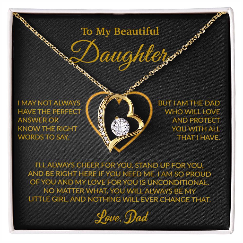 To My Daughter Necklace, Gift for Daughter from Dad, Father Daughter Necklace 7_6_Gold