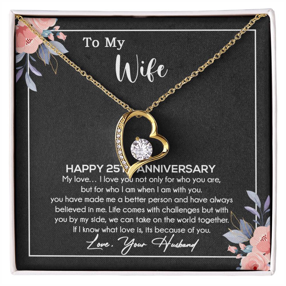 25th Anniversary Gift For Wife Necklace, 25 Year Anniversary, 25th Wedding Gift _Black