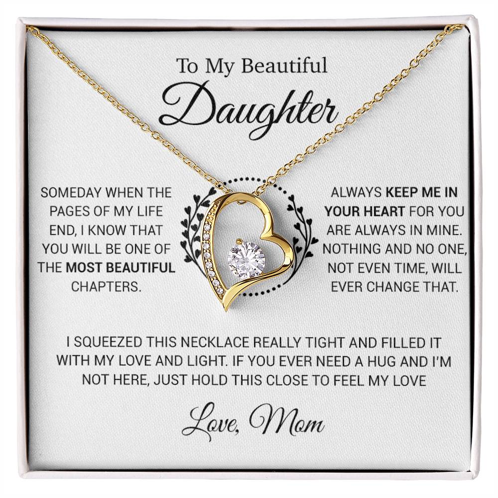 To My Daughter Necklace, Gift for Daughter from Mom, Daughter Mother Necklace 15_12_White
