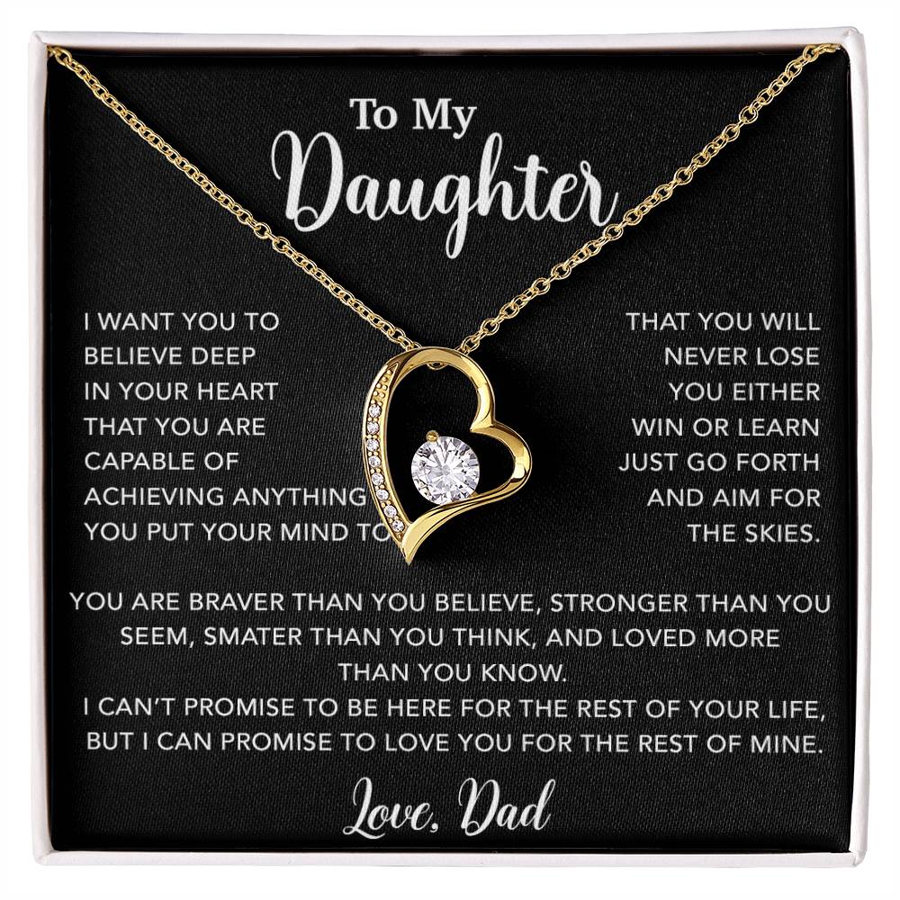 To My Daughter Necklace, Gift for Daughter from Dad, Father Daughter Necklace 18_5_Black