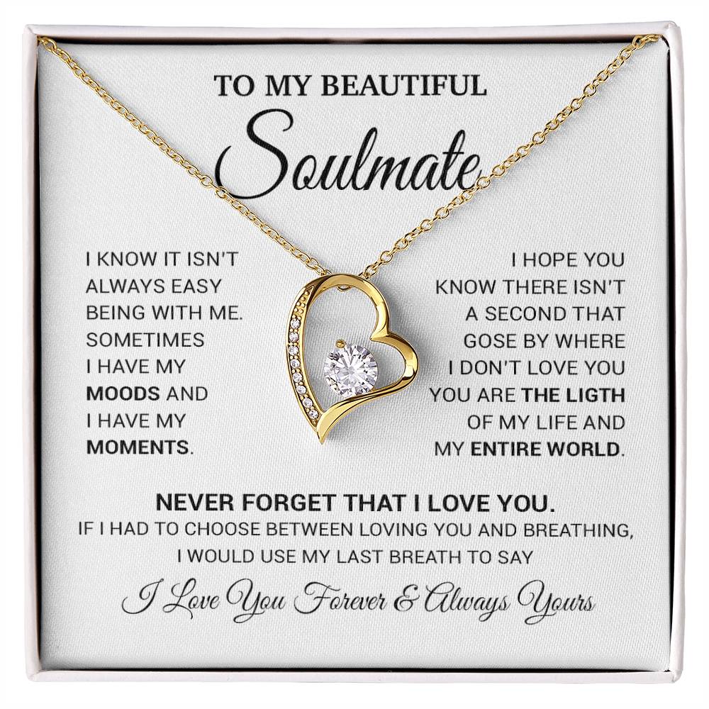 To My Soulmate Necklace, Valentines Day Gift, Gift For Wife, Anniversary Gift