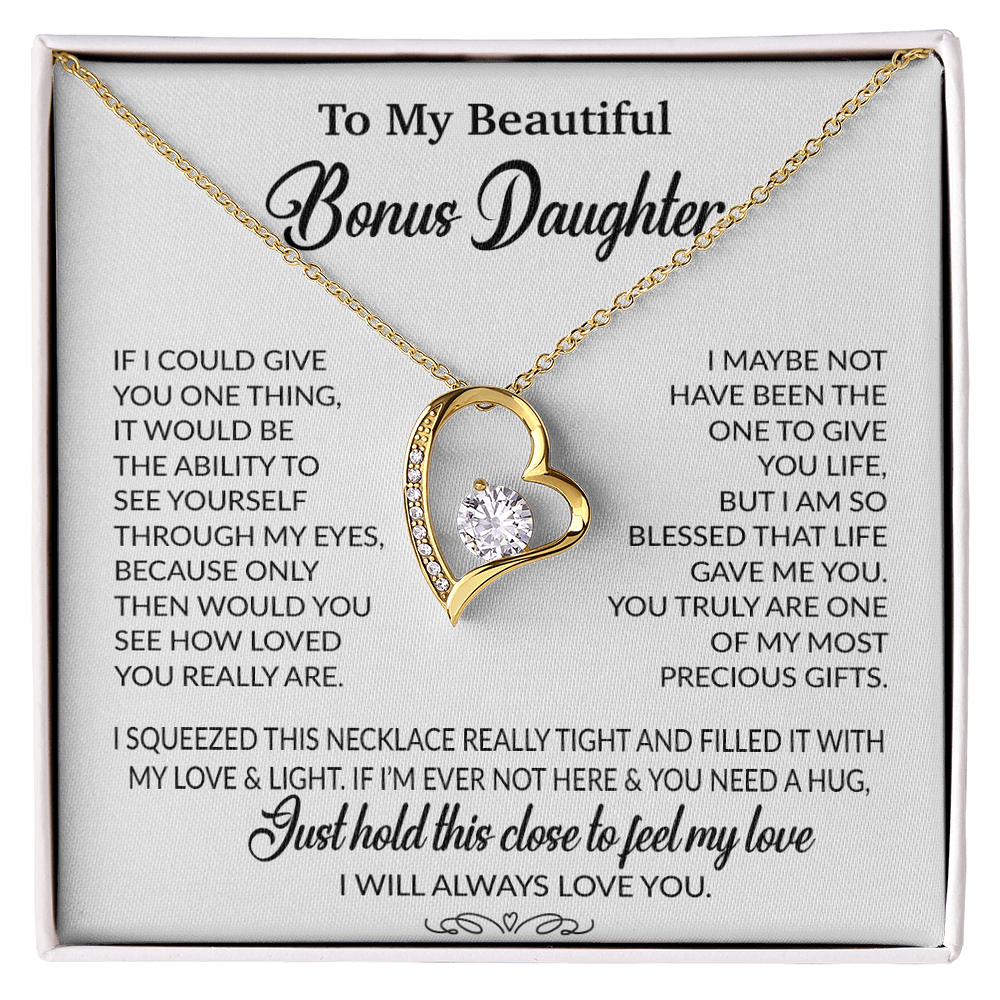To My Bonus Daughter Necklace, Gift for Bonus Daughter, Step Daughter Birthday 1_10_White