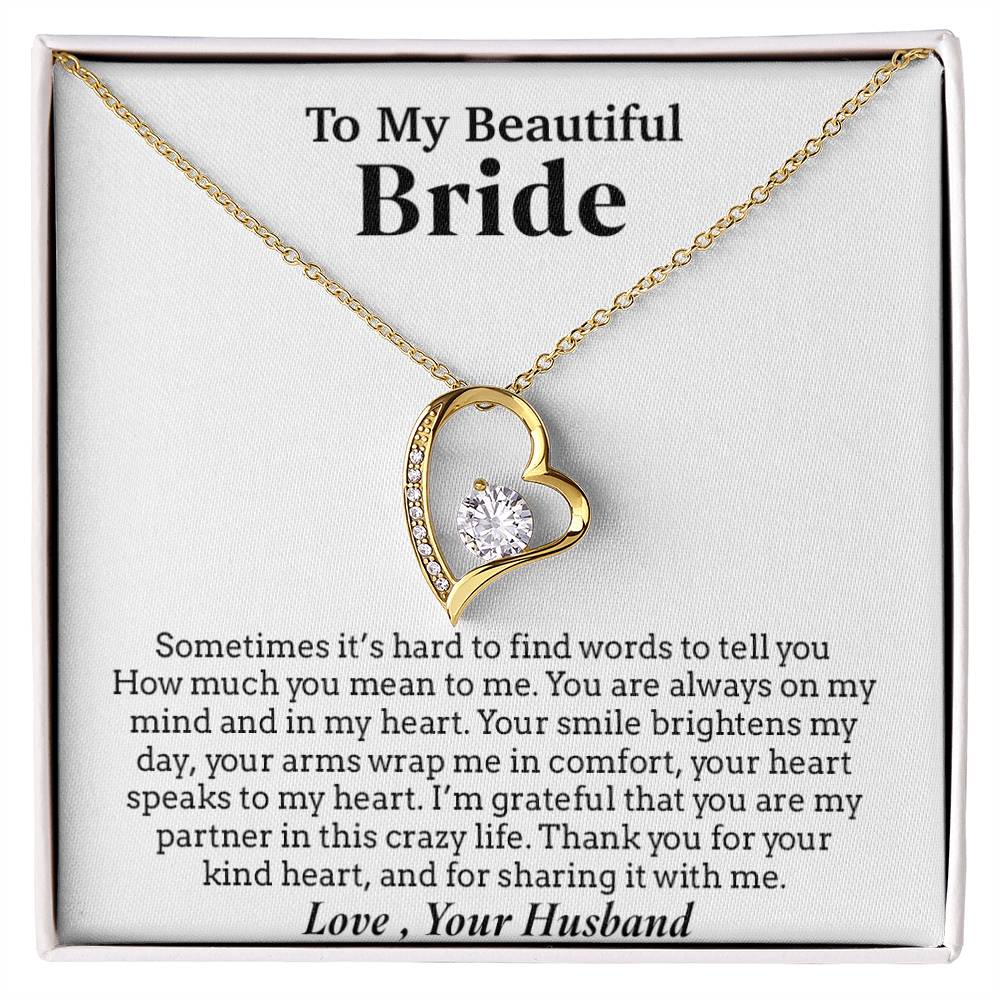 To My Beautiful Bride Necklace,Bride Wedding Necklace, Gift For Bride, Wedding Gift