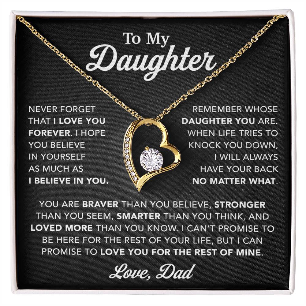 To My Daughter Necklace, Gift for Daughter from Dad, Father Daughter Necklace 25_2_Black