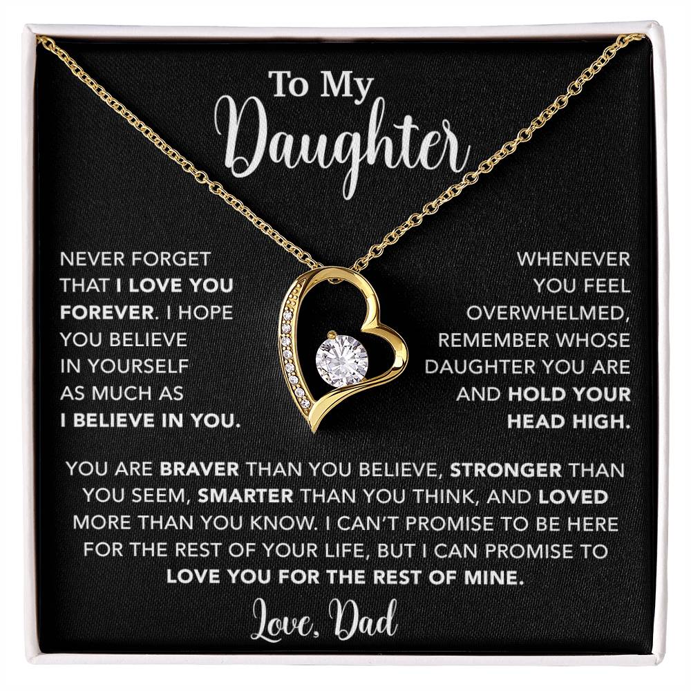 To My Daughter Necklace, Gift for Daughter from Dad, Father Daughter Necklace  9_4_Black